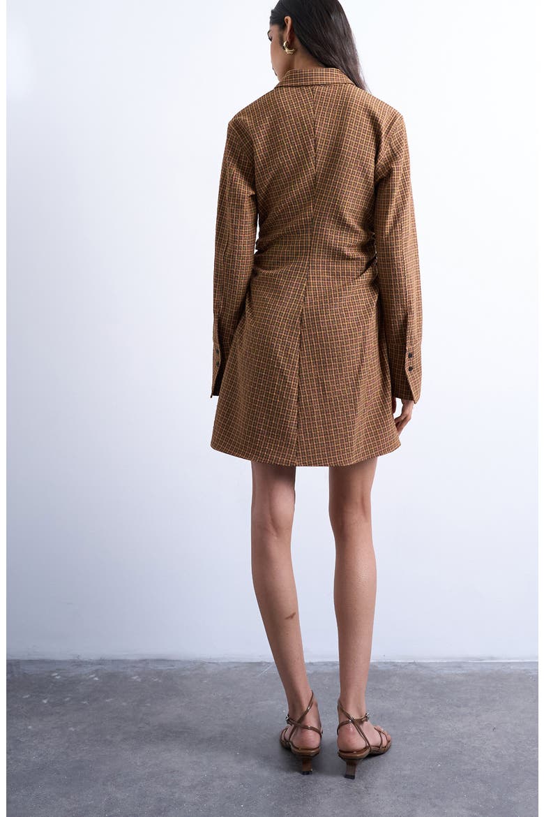 Long Sleeve Ruched Shirtdress, Alternate, color, BROWN