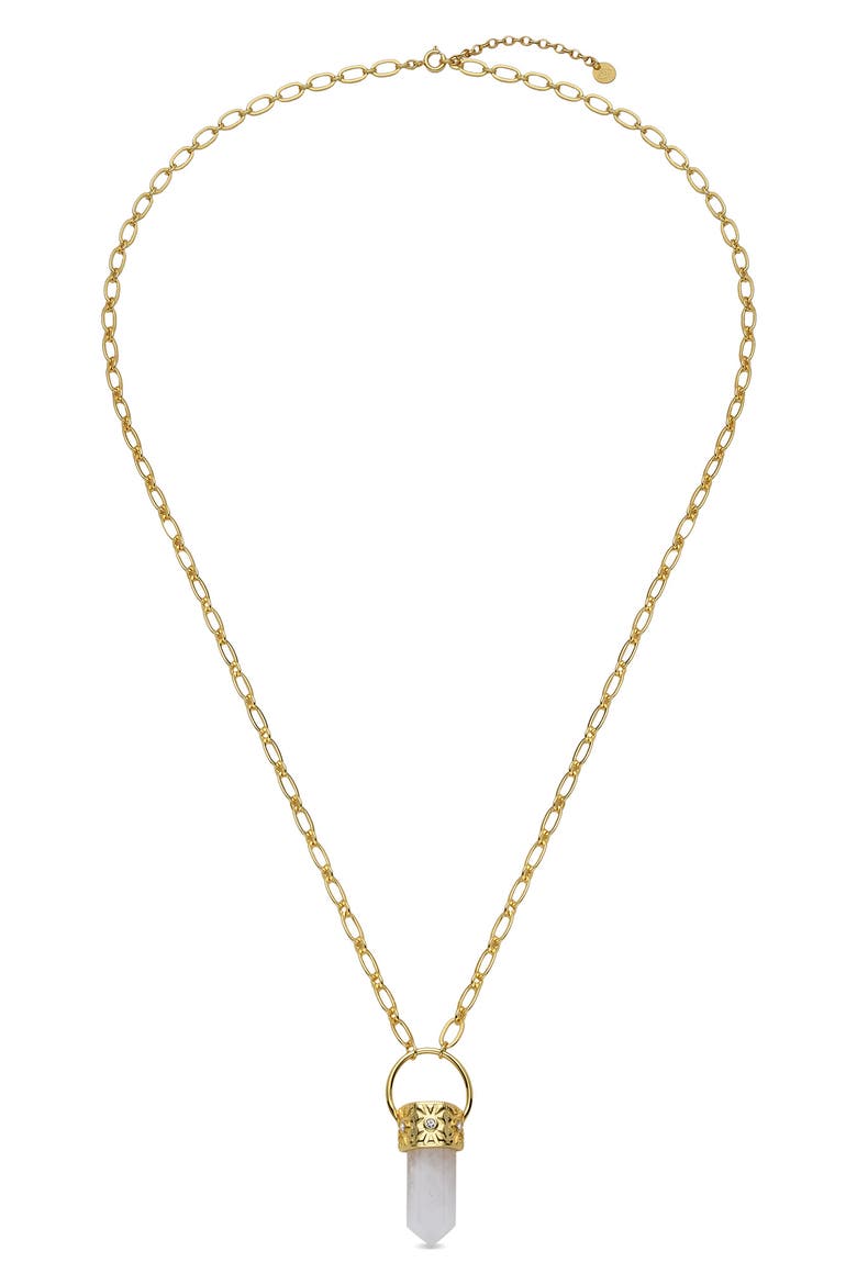 Elina Clear Quartz Pendant Necklace, Alternate, color, GOLD