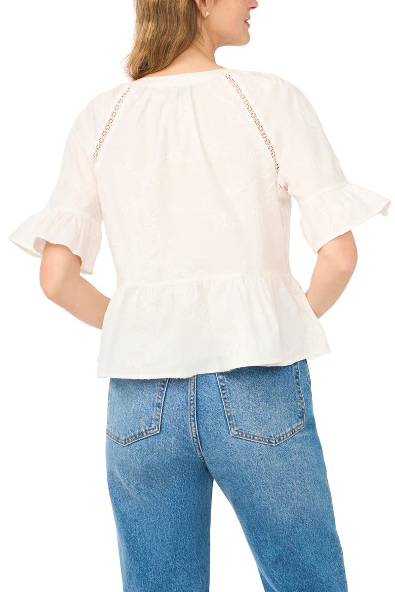 Lace Insert Peplum Top, Alternate, color, VANILLA CLAM