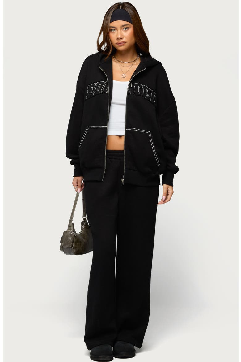 Forever Edikted Flare Sweatpants, Alternate, color, BLACK
