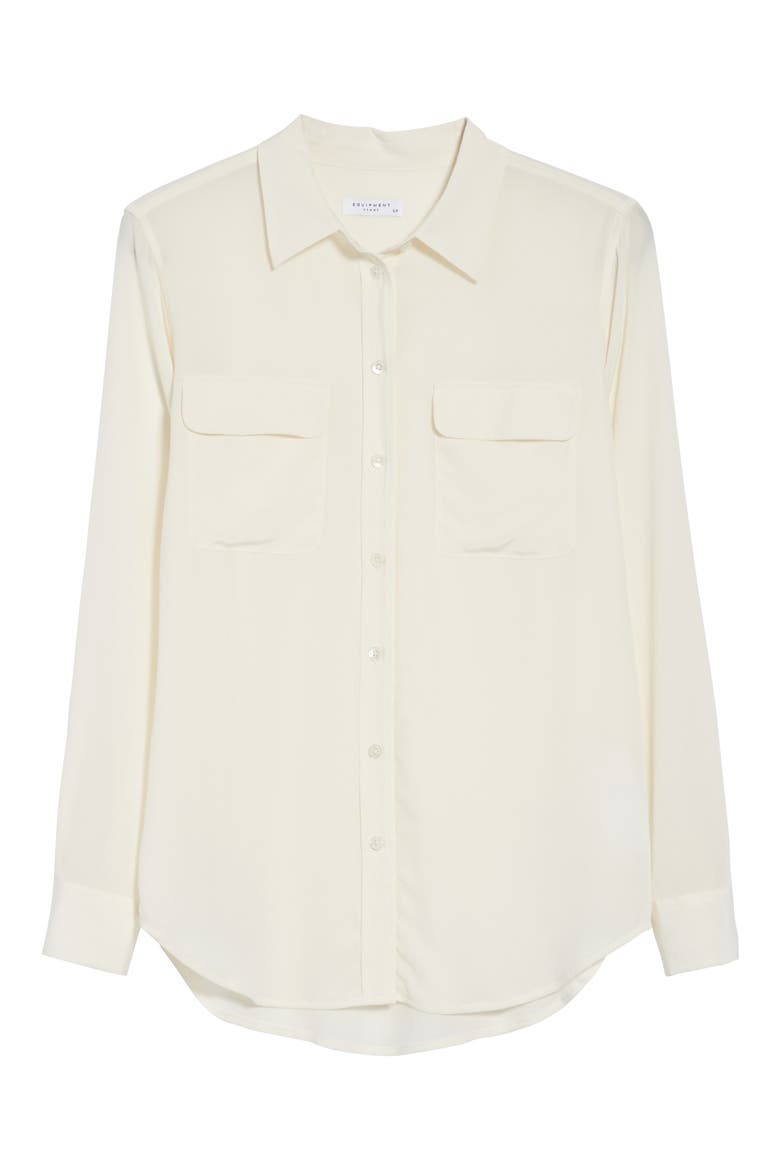 'Slim Signature' Silk Shirt, Alternate, color, BRIGHT WHITE
