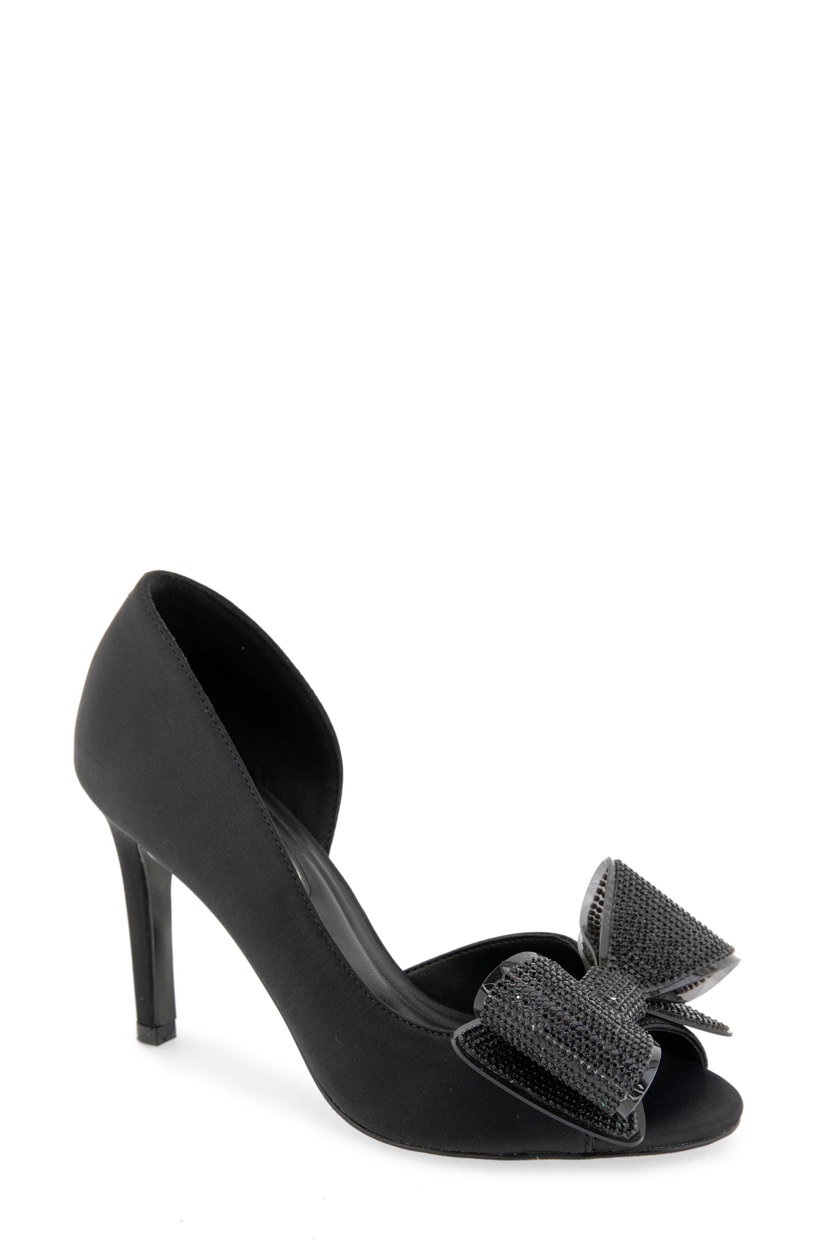 Jixa Peep Toe d'Orsay Pump, Main, color, BLACK SATIN