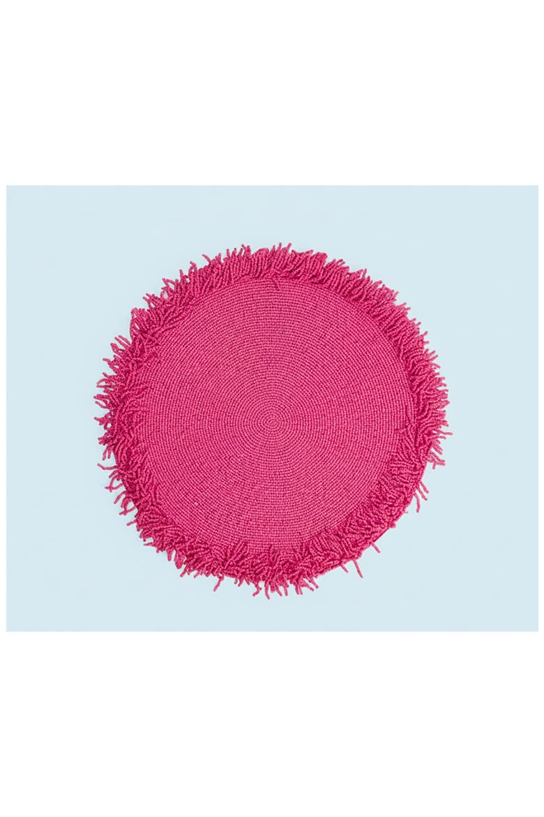 Fringe Beaded Placemat, Alternate, color, PINK