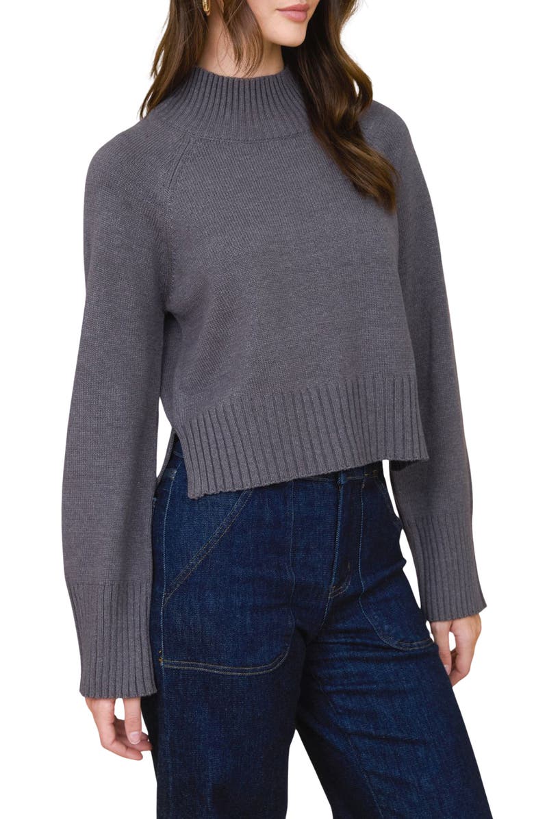 Blu Pepper Turtleneck Cozy Sweater, Alternate, color, Charcoal