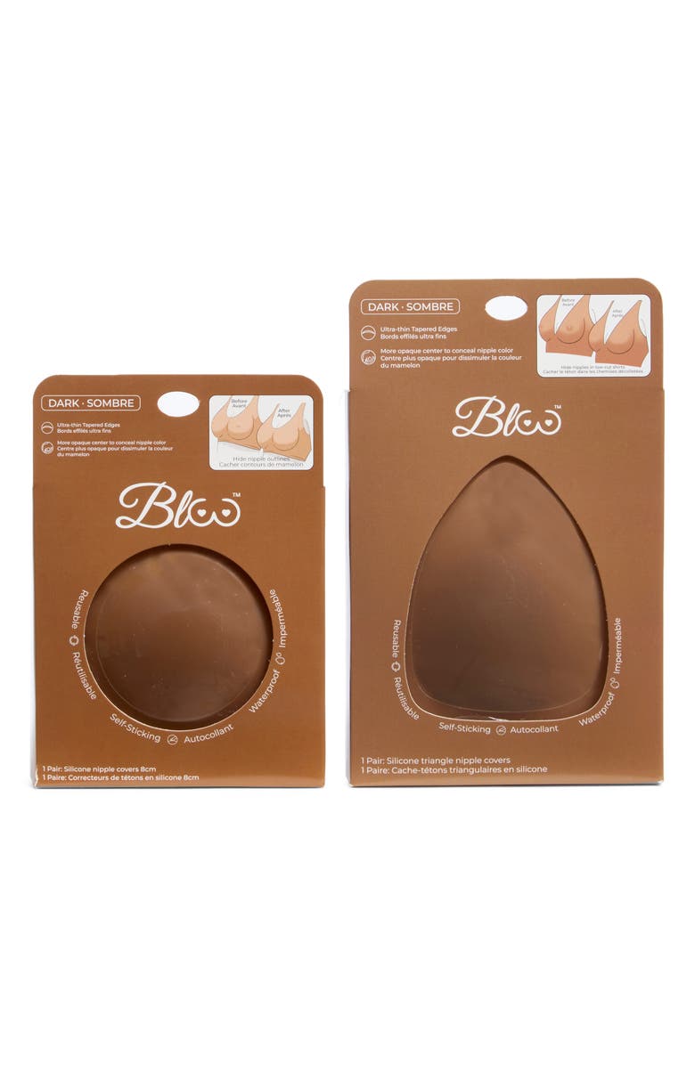Bloo Perfect Pair Assorted 2-Pack Round & Triangle Nipple Covers, Alternate, color, Dark