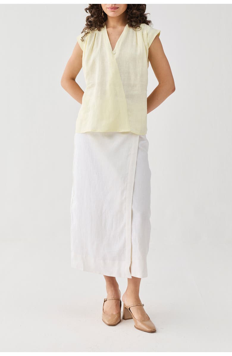 Reistor V-Neck Overlap Top, Main, color, Butter Lemon