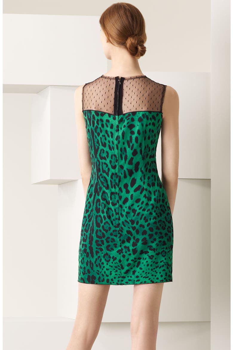 Lace Yoke Matte Charmeuse Dress, Alternate, color, GREEN