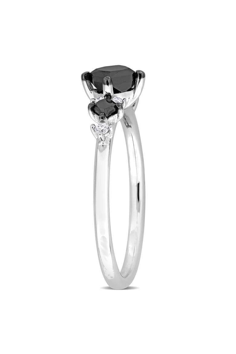 Black & White Diamond Princess-Cut 3-Stone Ring 14k, Alternate, color, 14k White Gold
