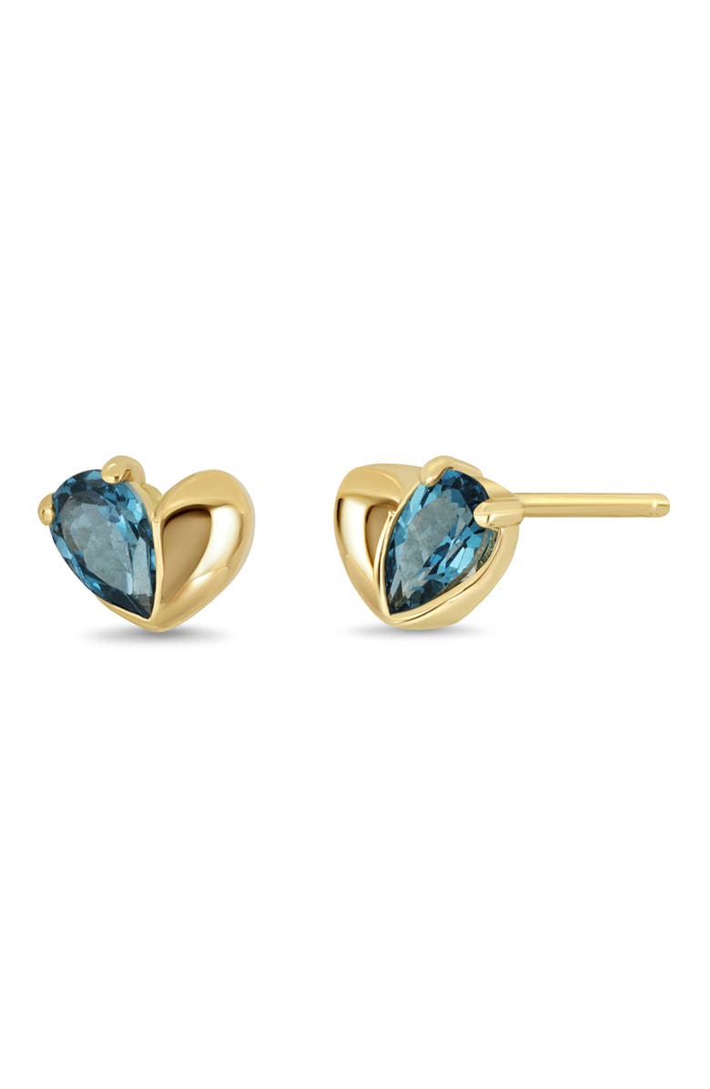 Bony Levy 14K Gold London Blue Topaz Heart Stud Earrings, Main, color, 14Ky