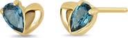 Bony Levy 14K Gold London Blue Topaz Heart Stud Earrings