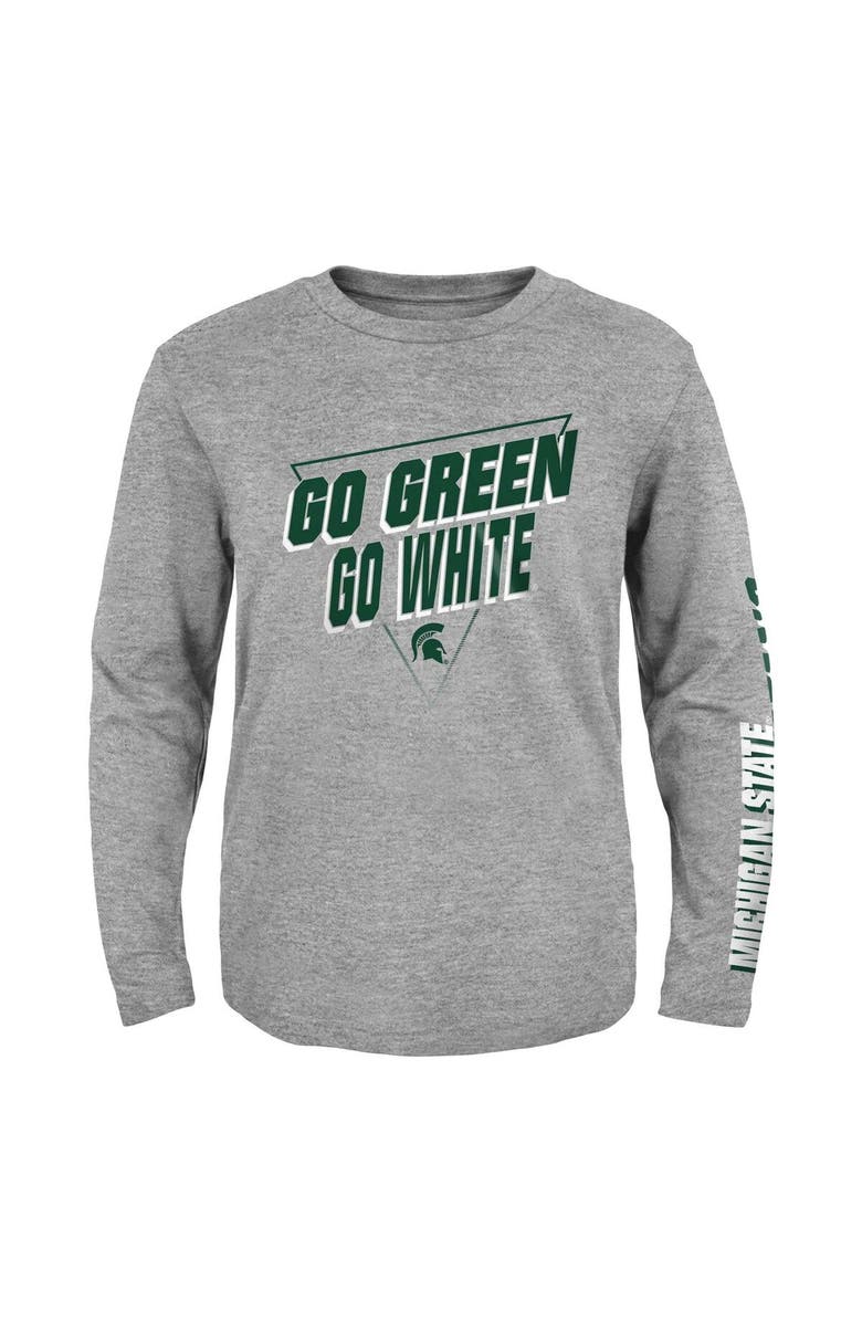 Outerstuff Youth Heather Gray Michigan State Spartans 2-Hit For My Team Long Sleeve T-Shirt, Alternate, color, 