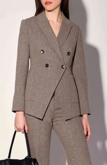 Walter Baker Sasha Double Breasted Blazer In Brown