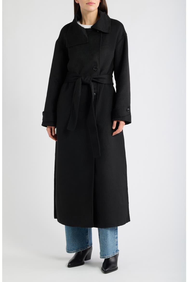 Double Face Belted Coat, Alternate, color, BLACK