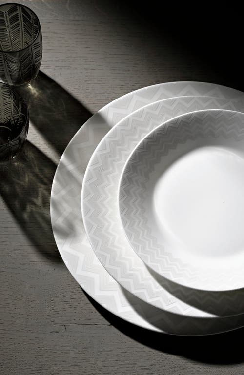 Missoni Home Tableware Bread And Butter Plates Zig Zag Set Of 6 White Diam. 6"