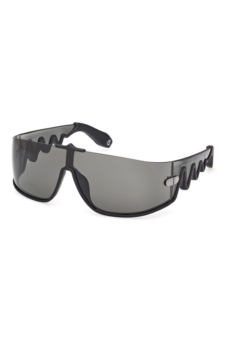 141mm Loubishark Square Shield Sunglasses, Alternate, color, BLACK FRAME WITH ZEISS LENS IN SMOKE GREY