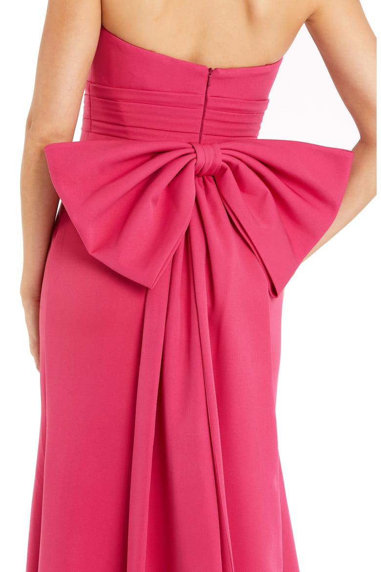 Strapless Oversized Statement Bow Crepe Gown, Alternate, color, Hot Pink