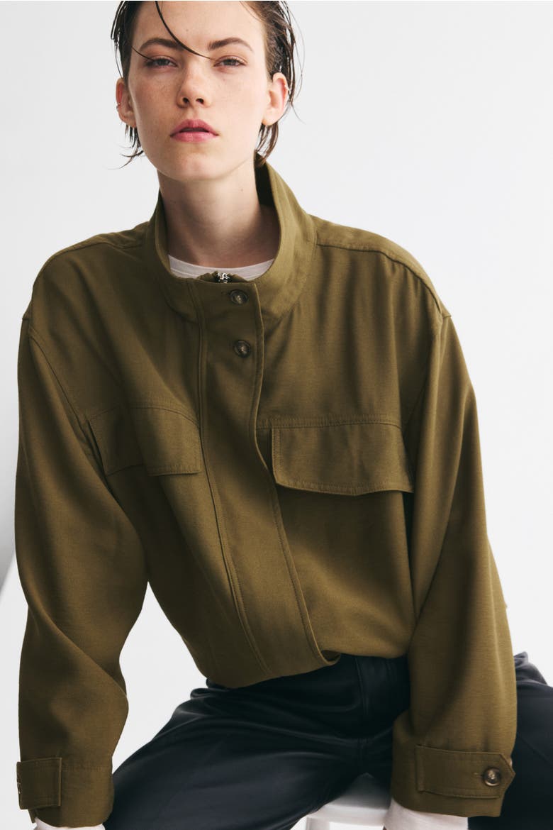 Funnel-Collar Jacket, Alternate, color, Khaki green