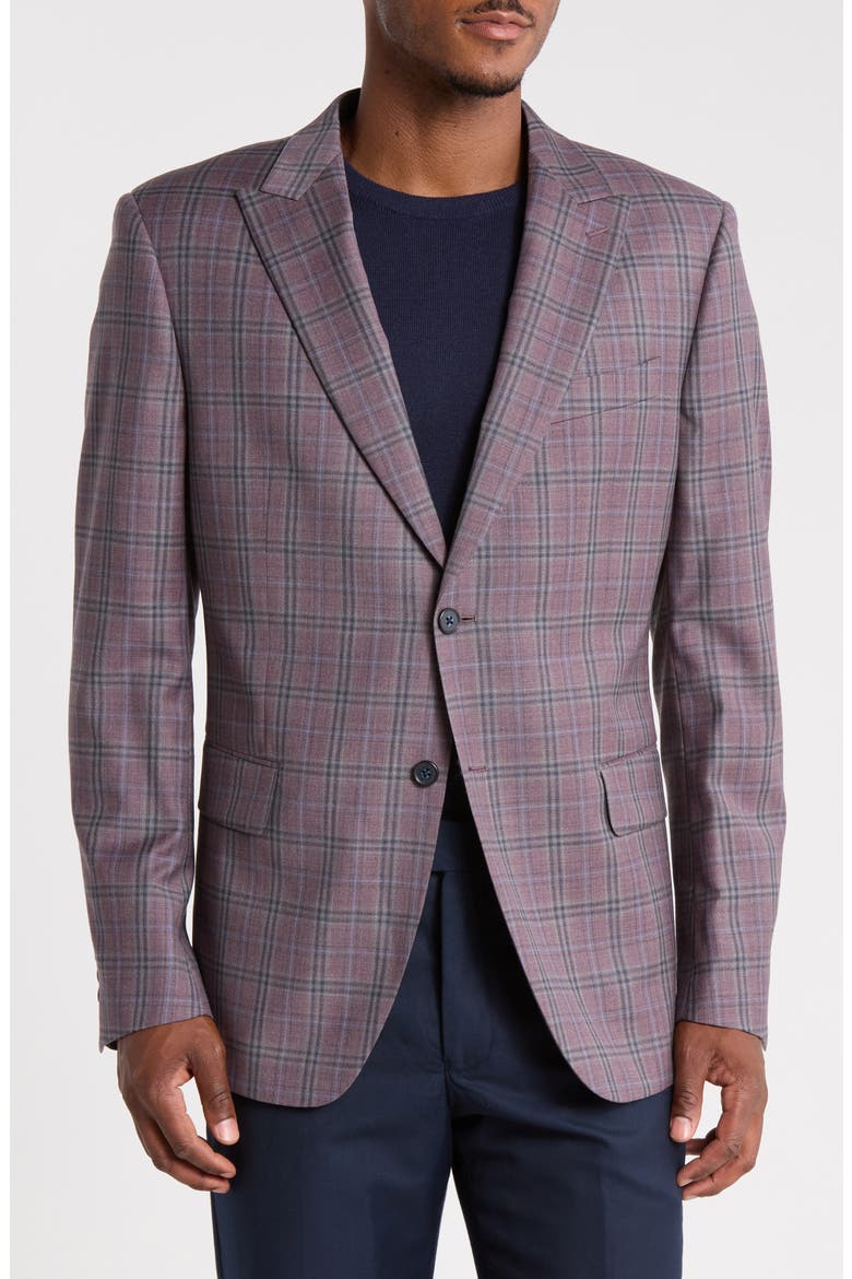 Plaid Sport Coat, Main, color, BURGUNDY