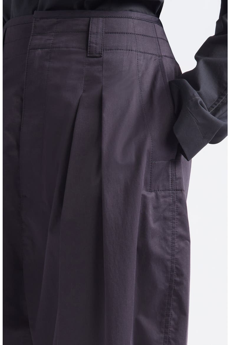 High Waist Volume Cotton Sateen Crop Pants, Alternate, color, INK BLUE