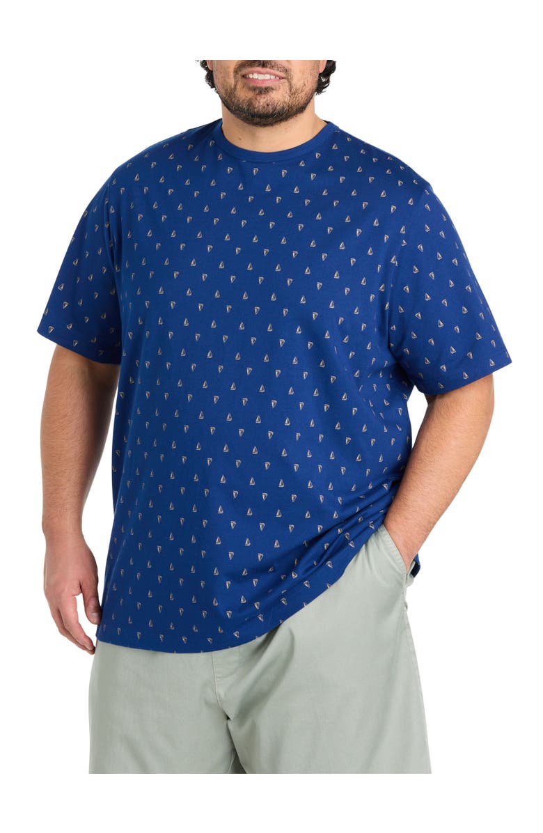 Harbor Bay by DXL Big & Tall Sailboat Print Moisture-Wicking T-Shirt V2, Main, color, Blue Depths