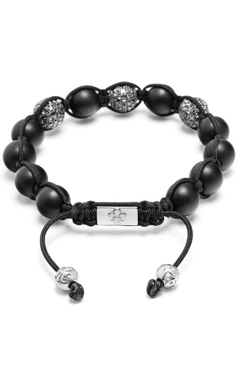 Trio Black Diamond Beaded Bracelet With Matte Onyx And Sterling Silver