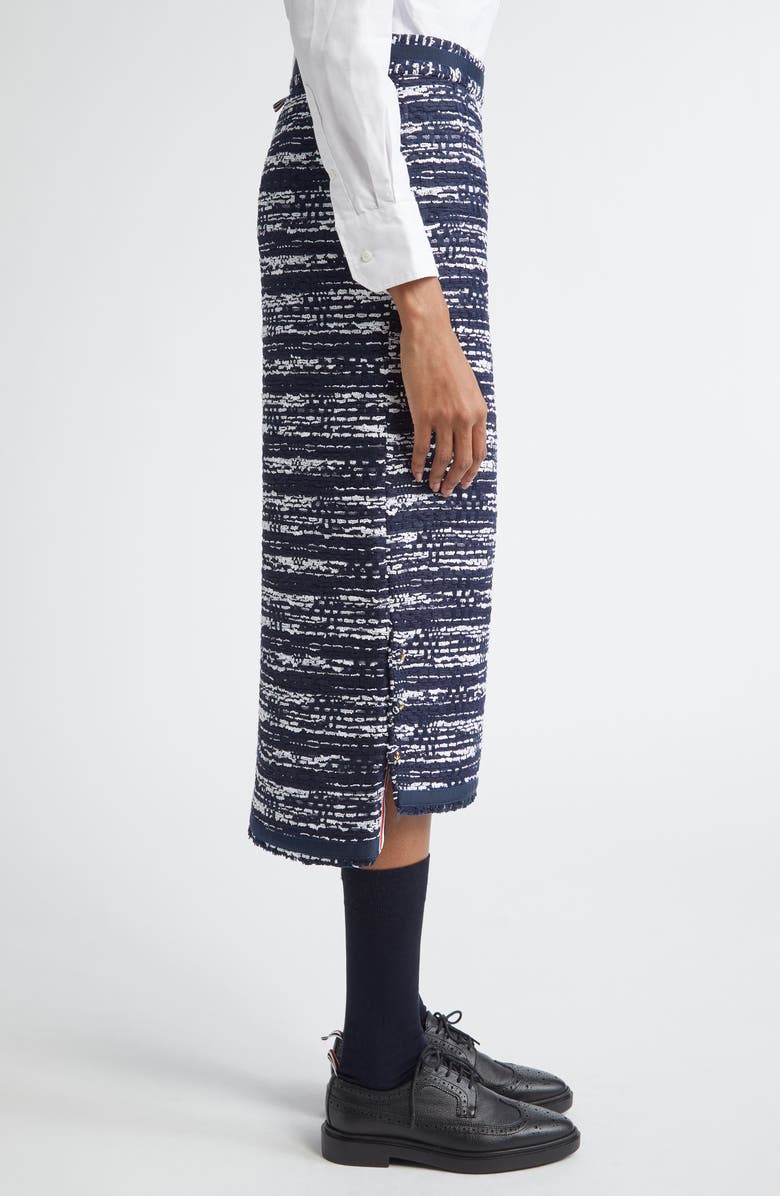 Thom Browne Mélange Tweed Pencil Skirt, Alternate, color, Navy