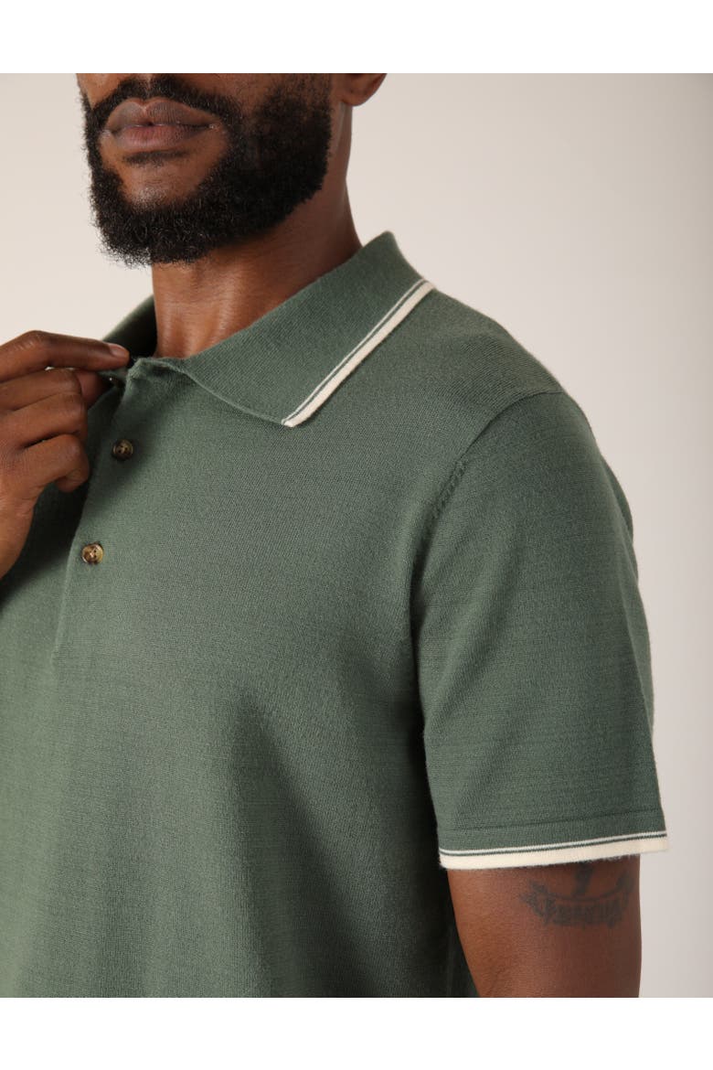 Elite Sweater Polo, Alternate, color, Smoky Basil/White