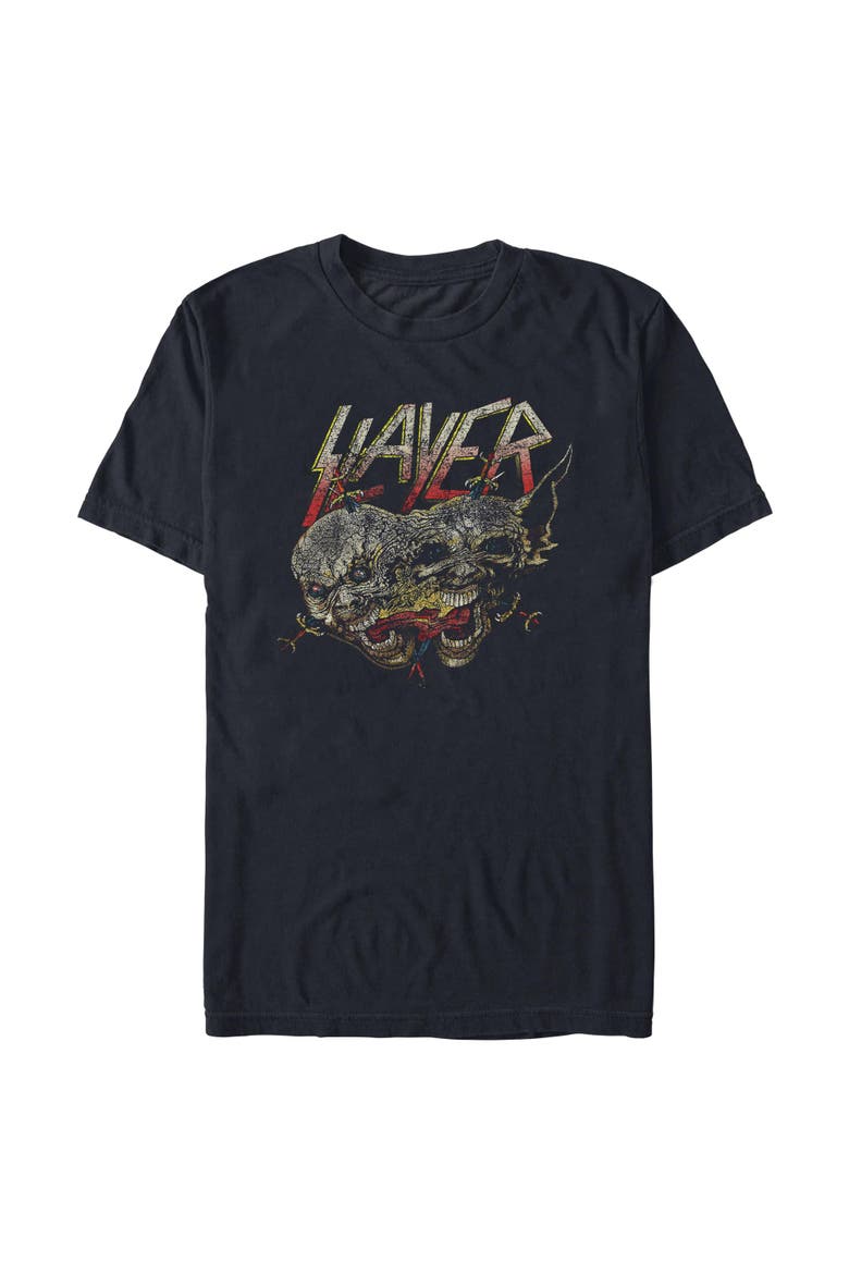 Men's Slayer Demon Faces Distressed Graphic T-Shirt, Alternate, color, Black