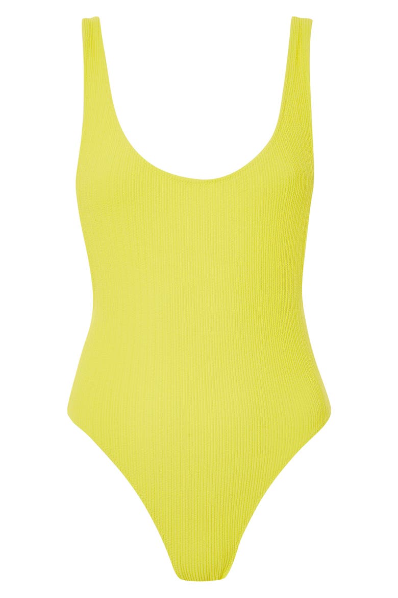 Scoop Neck Crinkle One-Piece Swimsuit, Alternate, color, YELLOW