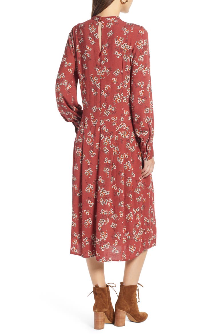 Femme Midi Dress, Alternate, color, RED RUSSET BAMBOO FLORAL