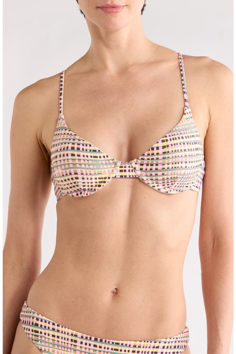 Crossed Path Wire Bikini Top, Main, color, PINK MULTI