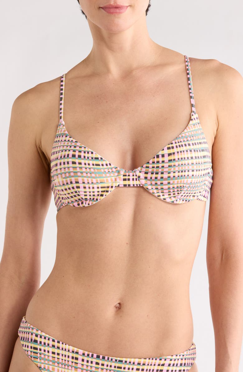 Volcom Crossed Path Wire Bikini Top, Main, color, Pink Multi