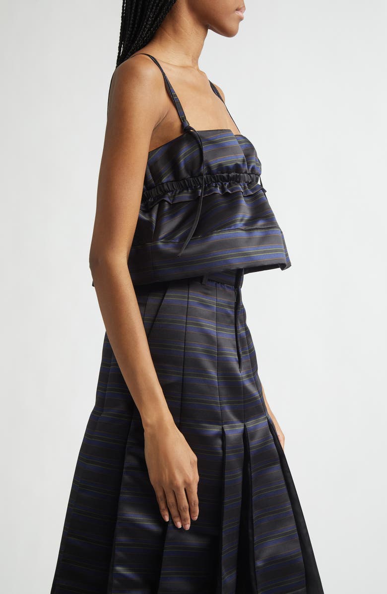 Sacai Stripe Satin Crop Camisole, Alternate, color, Black/ Navy