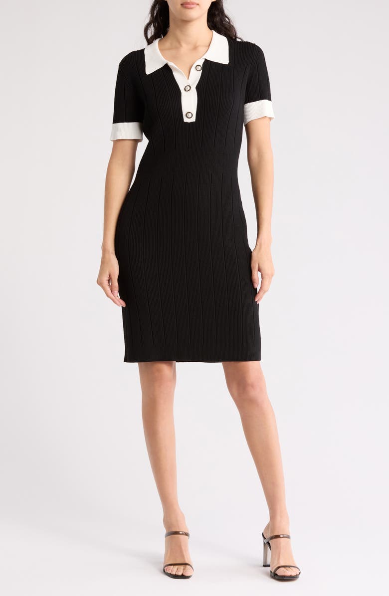 Julia Jordan Collared Ribbed Sweater Dress, Main, color,