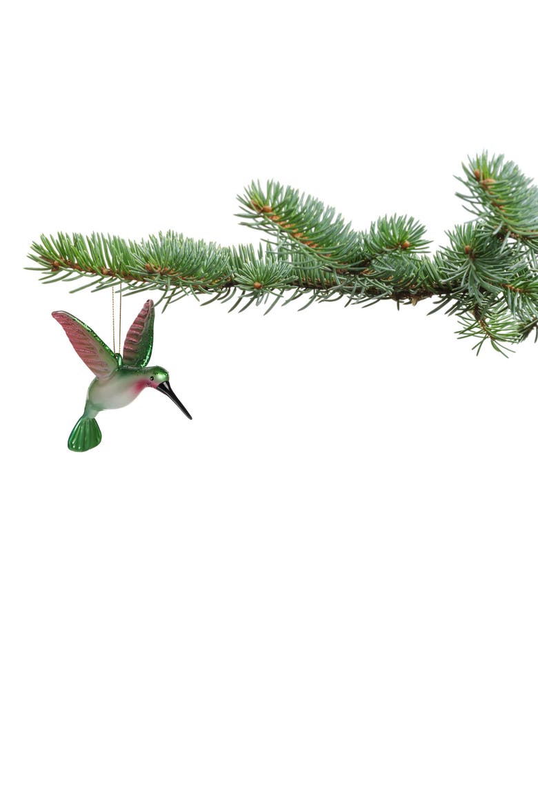 Glitter Hummingbird Glass Holiday Christmas Tree Ornament, Alternate, color, Green