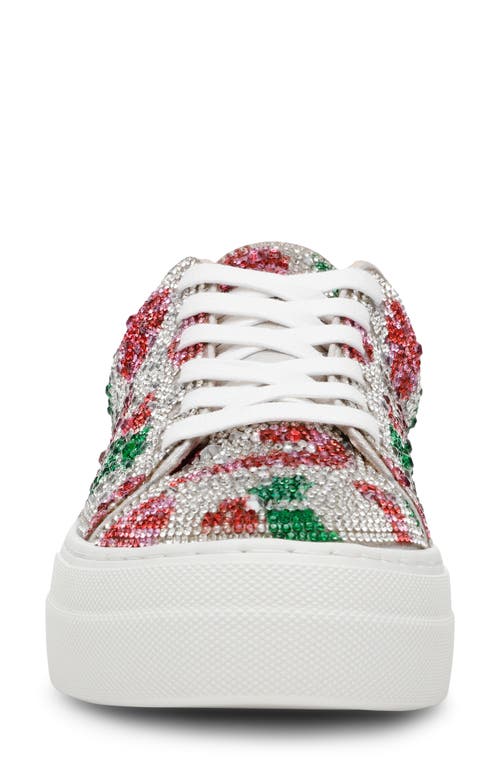 Betsey Johnson Sidny Crystal Pavé Platform Sneaker In Red