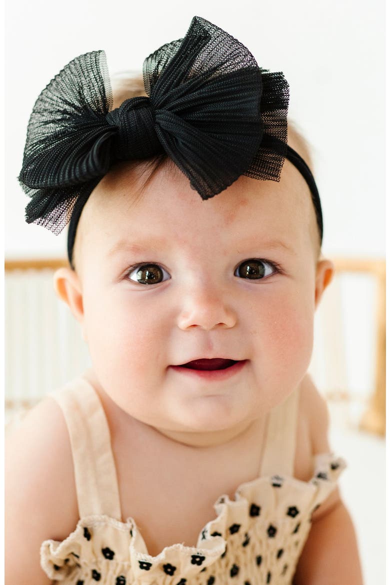Tulle FAB Bow Headband, Alternate, color, PLEATED BLACK