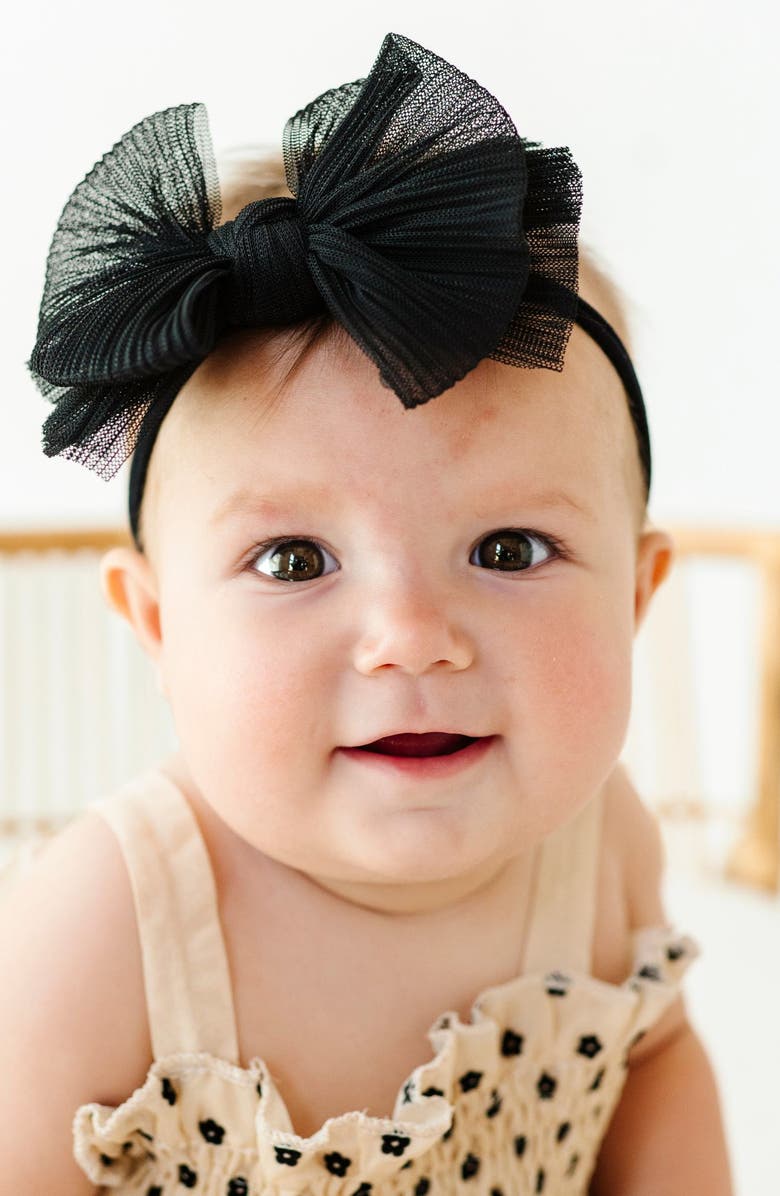 Baby Bling Tulle FAB Bow Headband, Alternate, color, Pleated Black