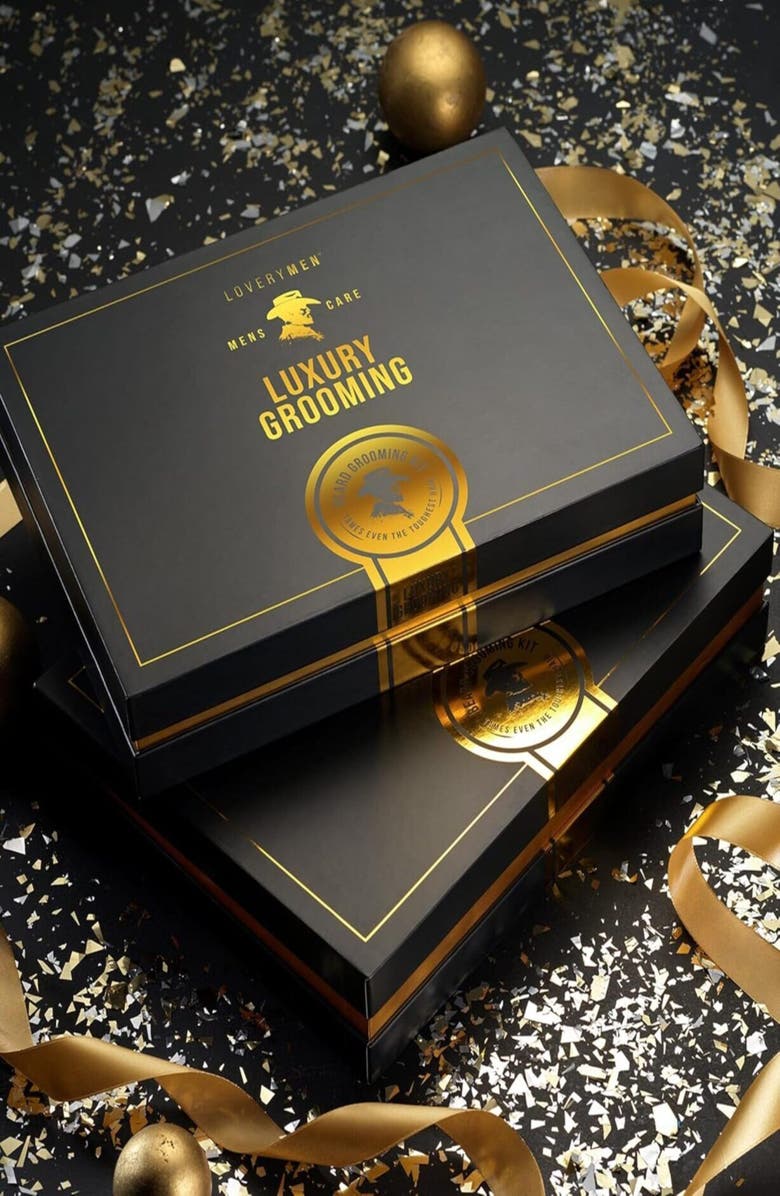 Lovery Men Beard Grooming Kit - 15pc Luxury Beard Care, Alternate, color, Black