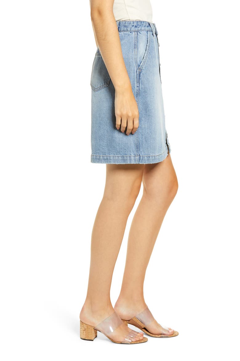 Button Front Denim Skirt, Alternate, color, VINTAGE MEDIUM WASH