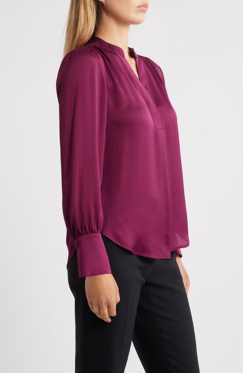 Anne Klein Textured Crepe Long Sleeve Top In Pink
