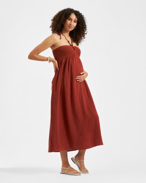 Ripe Maternity Evie Crochet Dress In Brown