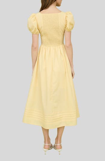 Puff Sleeve Midi Dress