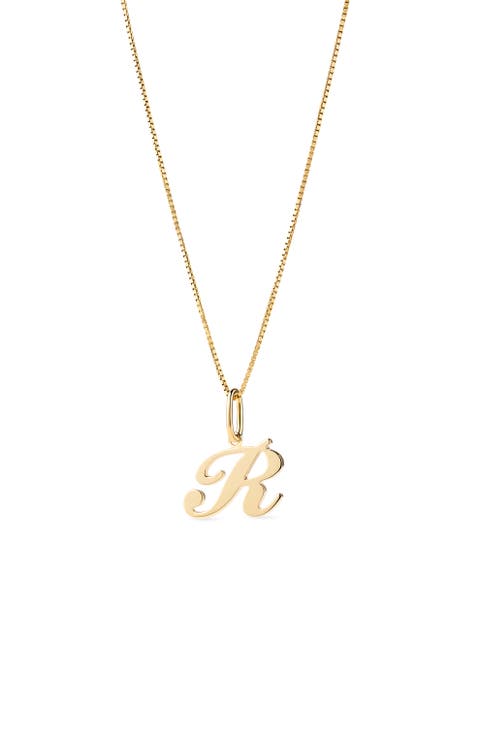 Solid Yellow Gold - Script Letter Necklace