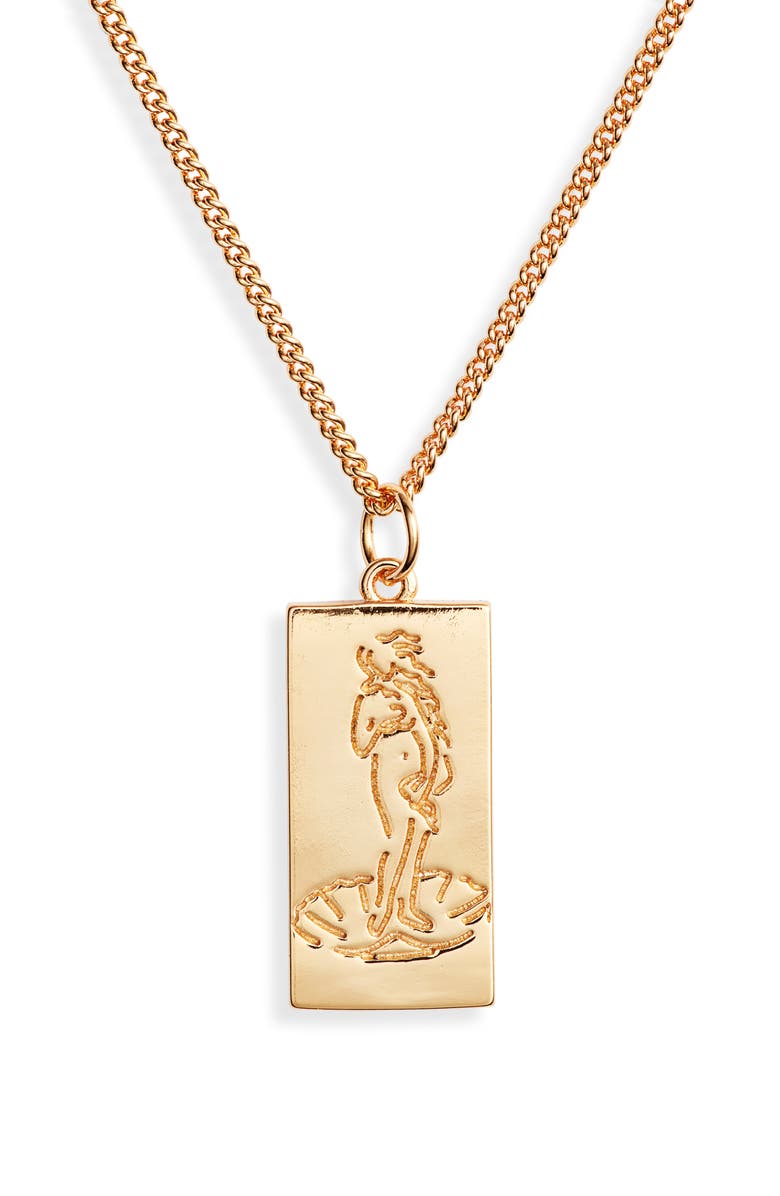 Sterling Forever Goddess Card Pendant Necklace, Main, color, 
