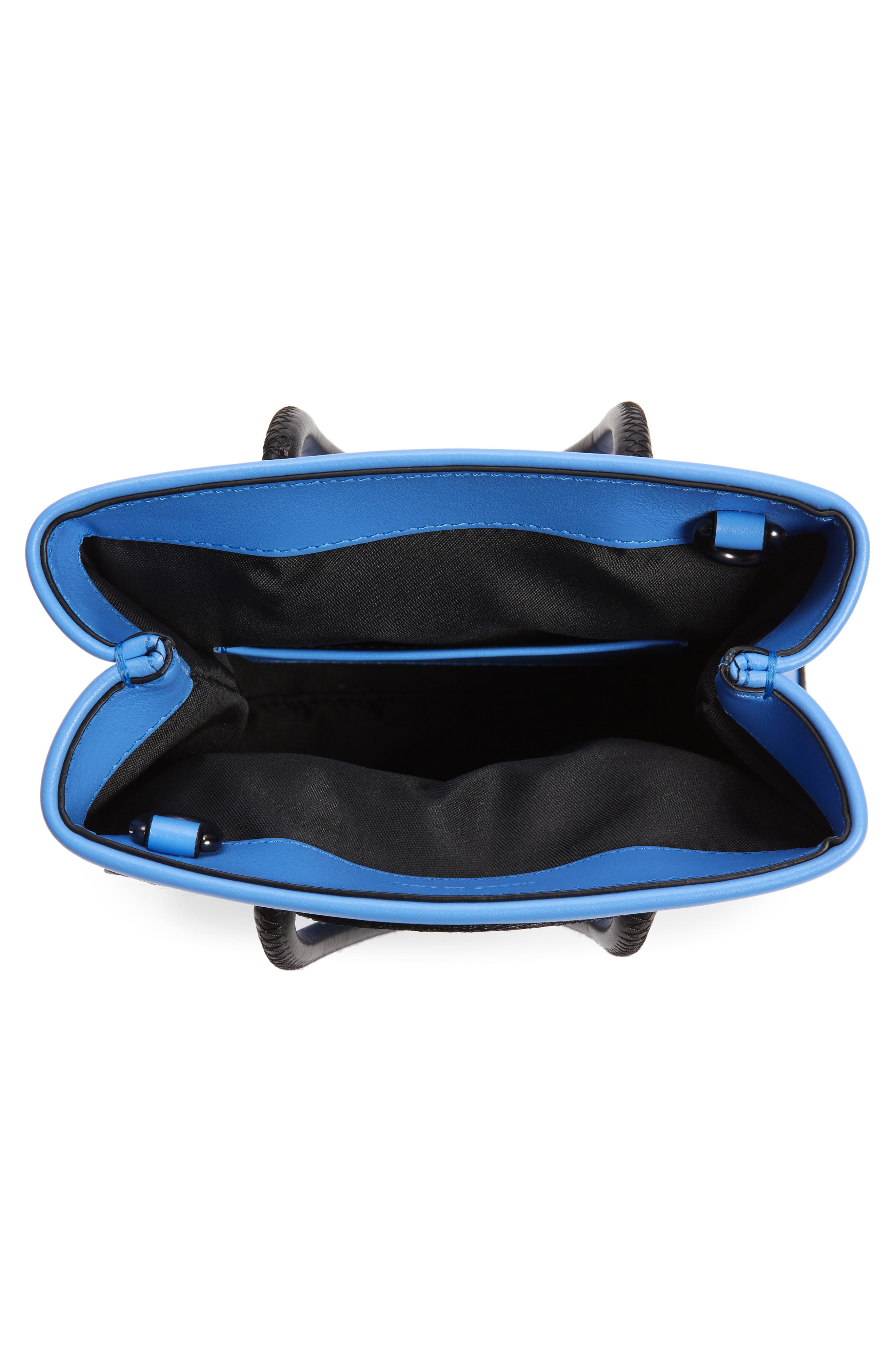 Moschino Mini Face Leather Shopper, Alternate, color, 