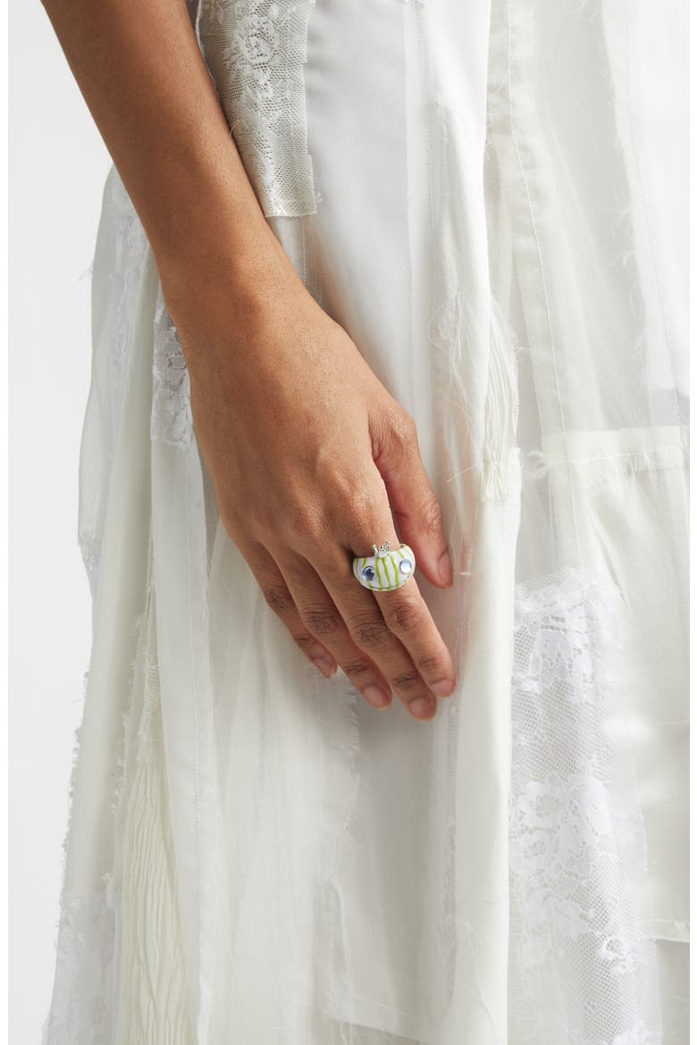Frog Prince Recycled Pewter Ring, Alternate, color, LILAC GREEN STRIPE