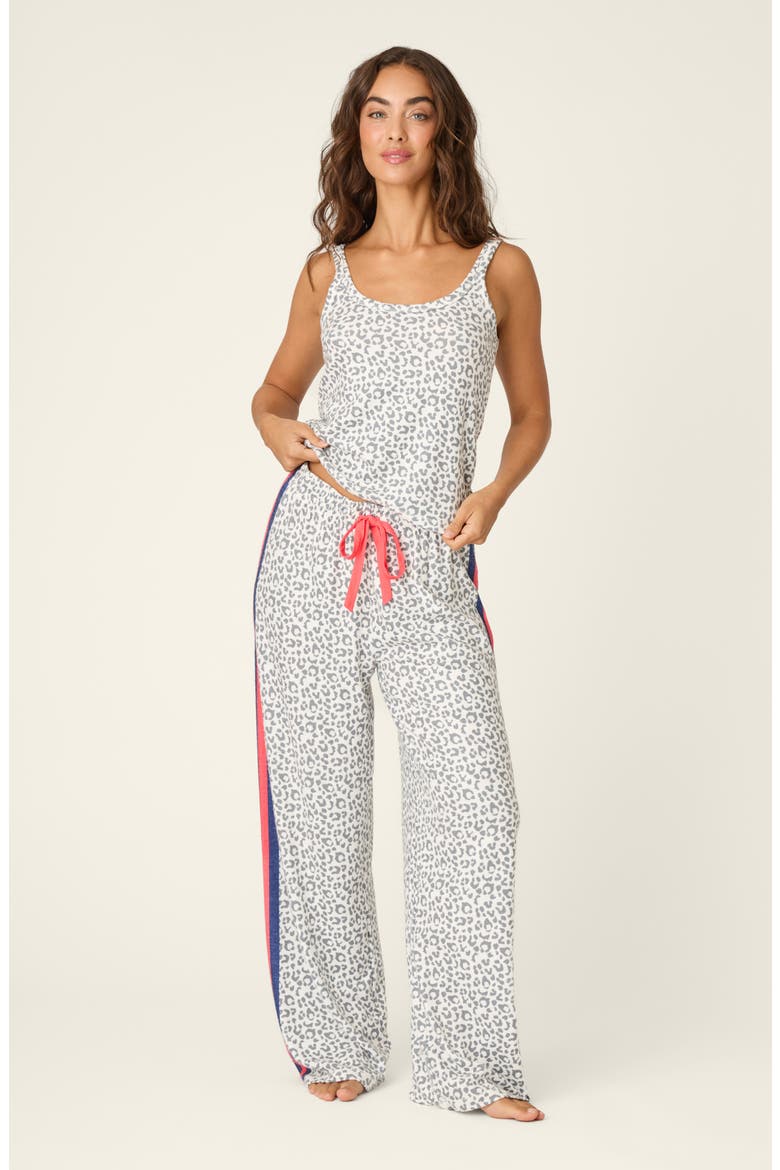 Cats Meow Stretch Jersey Pajamas, Alternate, color, WHITE MULTI