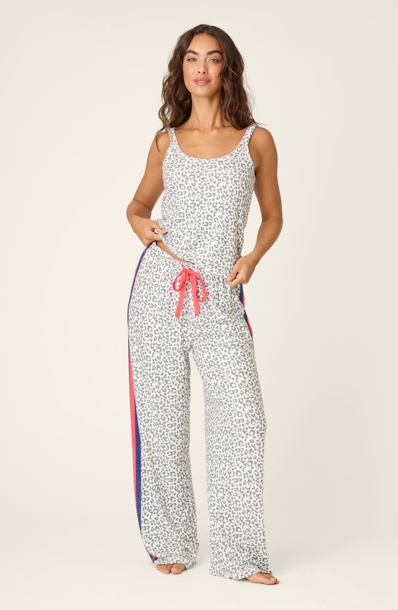 PJ Salvage Cats Meow Stretch Jersey Pajamas, Alternate, color, White Multi