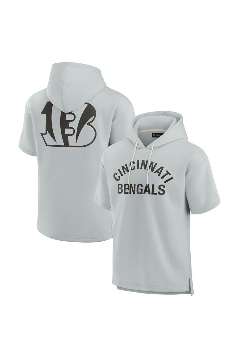 Unisex Fanatics Signature Gray Cincinnati Bengals Elements Super Soft Fleece Short Sleeve Pullover Hoodie, Main, color, Gray